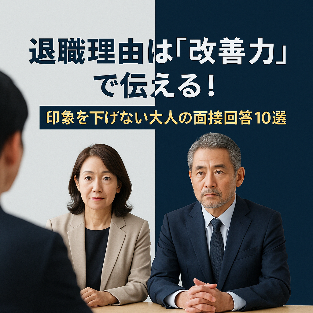 退職理由は“改善力”で伝える!印象を下げない大人の面接回答10選|採用担当者が教える本音の対策